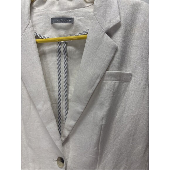 Olivia Moon Women’s 100% Linen White 1-Button Blazer Pockets Sz M - Picture 3 of 15